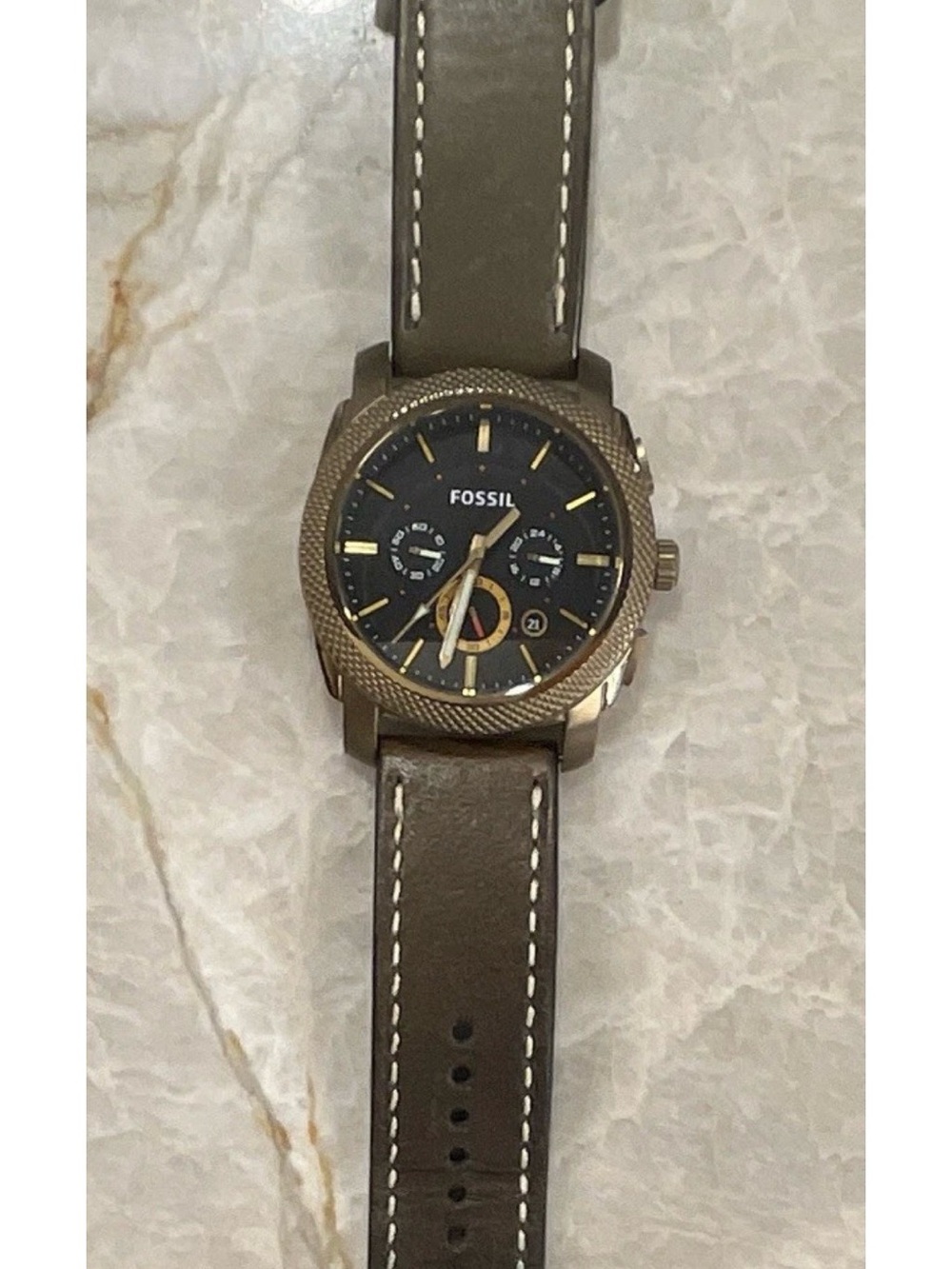 Fossil Men’s Multifunction Date Quartz Watch, Black Dial, Brown Leather 38mm
